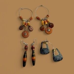 3 Pair Vintage Bohemian Earrings